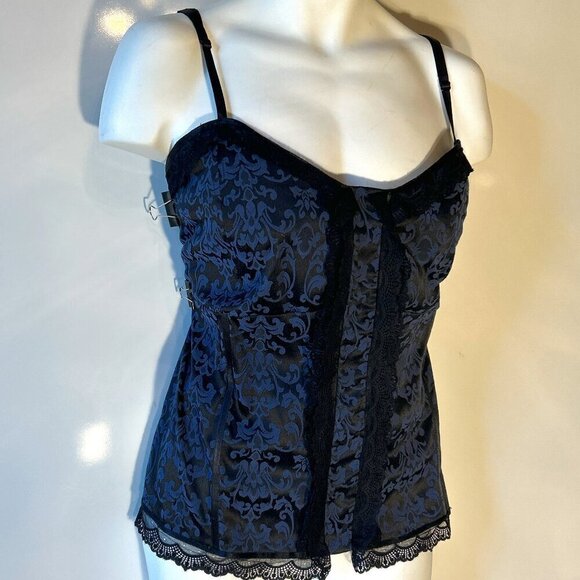 Lane Bryant SZ26 Brocade Vintage Black Print corset top Whimsigoth  Dark Romance - Picture 3 of 10